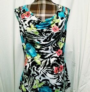 Zebra and floral print Top